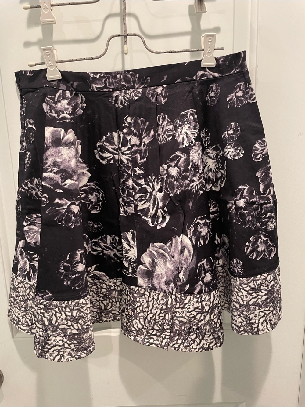 Prabal Gurung Black & White Floral Full Skirt